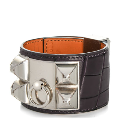 Hermes Matte Alligator Collier de Chien CDC Bracelet S Amethyst 1 of 7