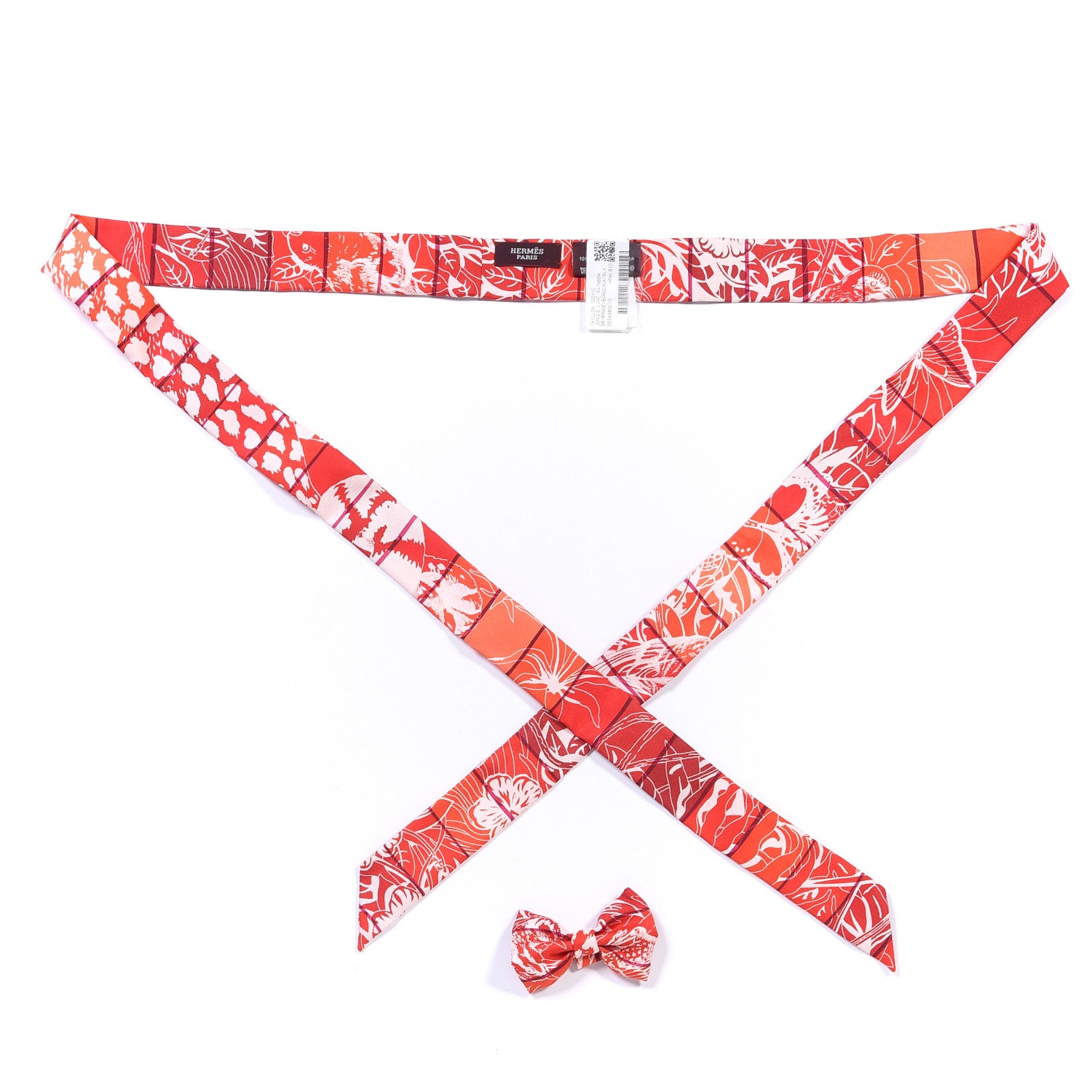 Hermes Silk Jungle Love Rainbow Twillon and Bowtie Rouge Bordeaux White 1 of 3