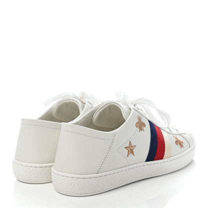 Gucci Calfskin Bee Star Embroidered Sylvie Web Ace Sneakers 36 White 4 of 8