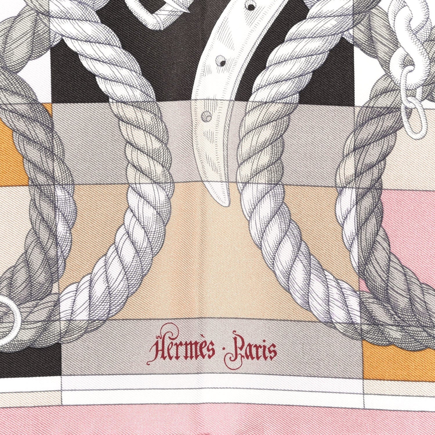Hermes Silk Della Cavalleria Pocket Square Scarf Vieux Rose Beige 3 of 4