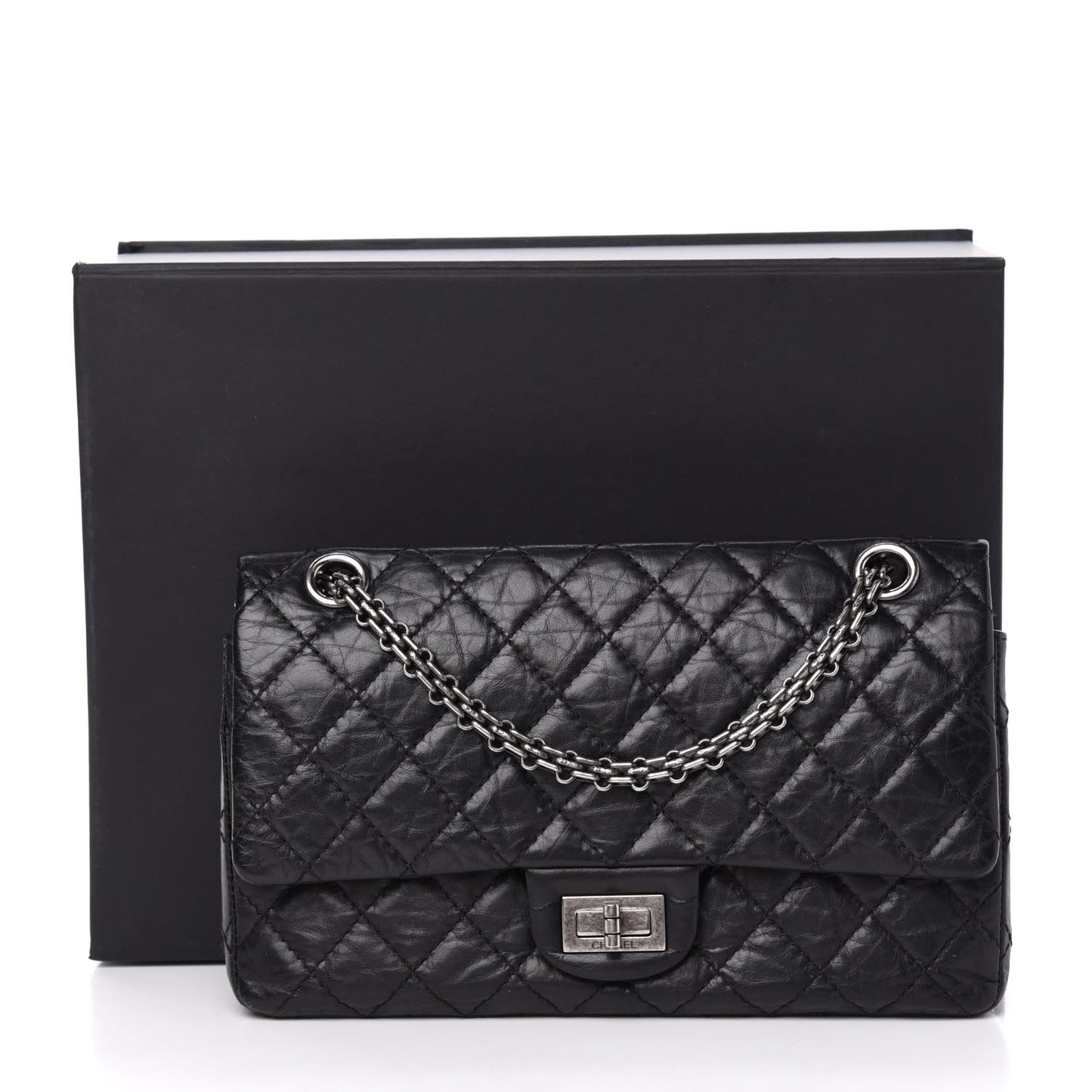 Aged Calfskin Quilted 2.55 Reissue 225 Flap Black