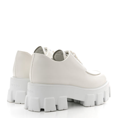 Prada Spazzolato Rois Monolith 55mm Derby Loafers 38.5 White 4 of 10