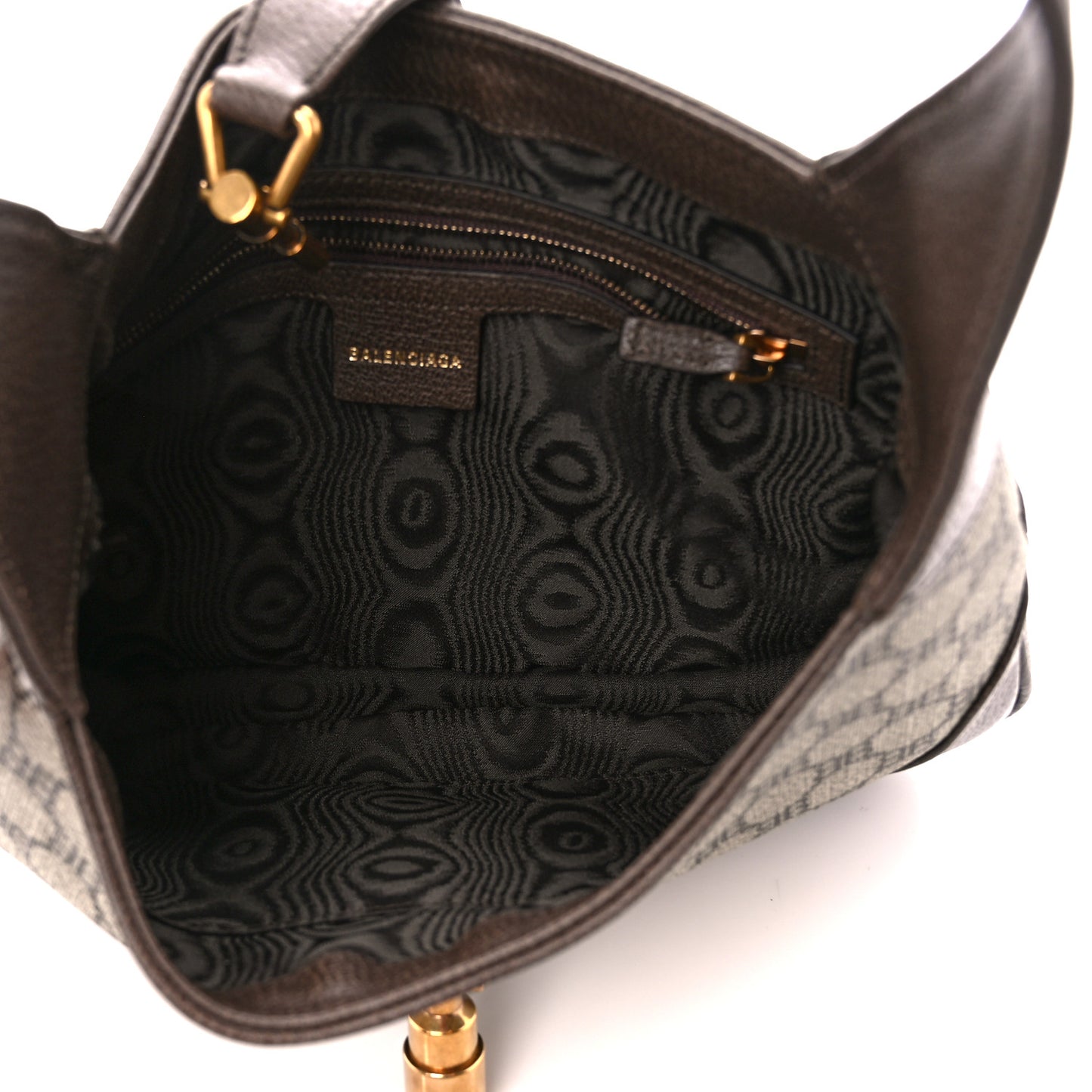X BALENCIAGA BB Supreme Monogram Calfskin Web Small Jackie 1961 Hobo Beige Ebony