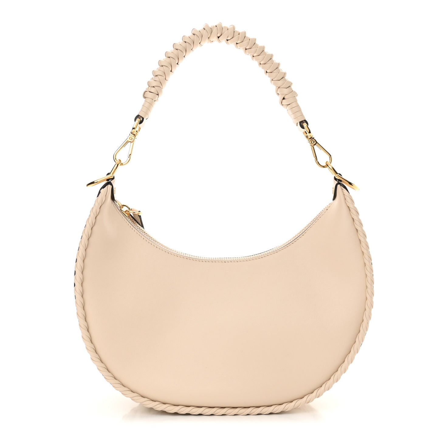 Nappa Braided Small Fendigraphy Hobo Bag Camelia
