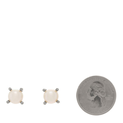 David Yurman Sterling Silver Diamond Pearl 10mm Cable Stud Earrings 2 of 4