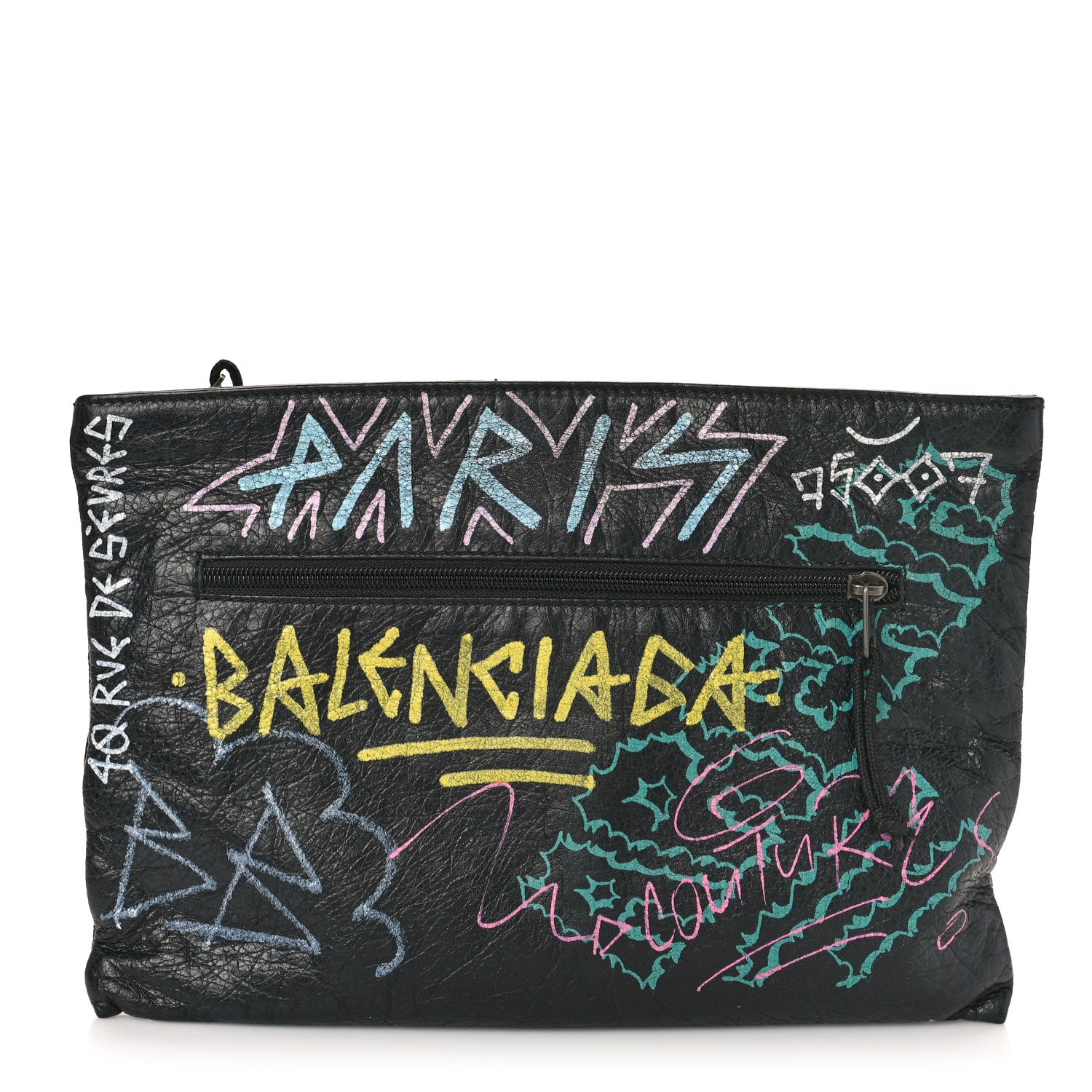 Balenciaga Agneau Arena Graffiti All Over Explorer Pouch Black Multicolor 1 of 8