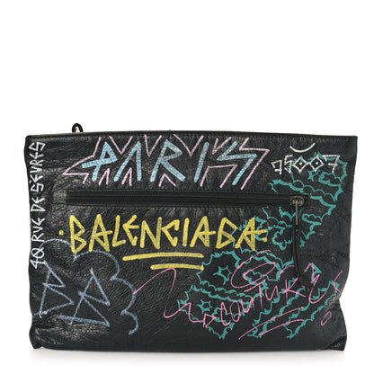 Balenciaga Agneau Arena Graffiti All Over Explorer Pouch Black Multicolor 1 of 8