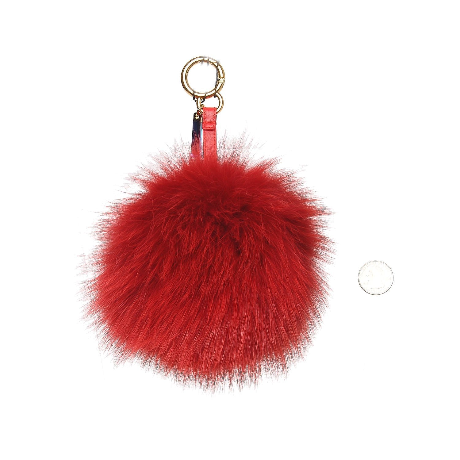 Fendi Fox Fur Shiny Nappa Heart Pom Pom Bag Charm Rosso Rosa 2 of 4