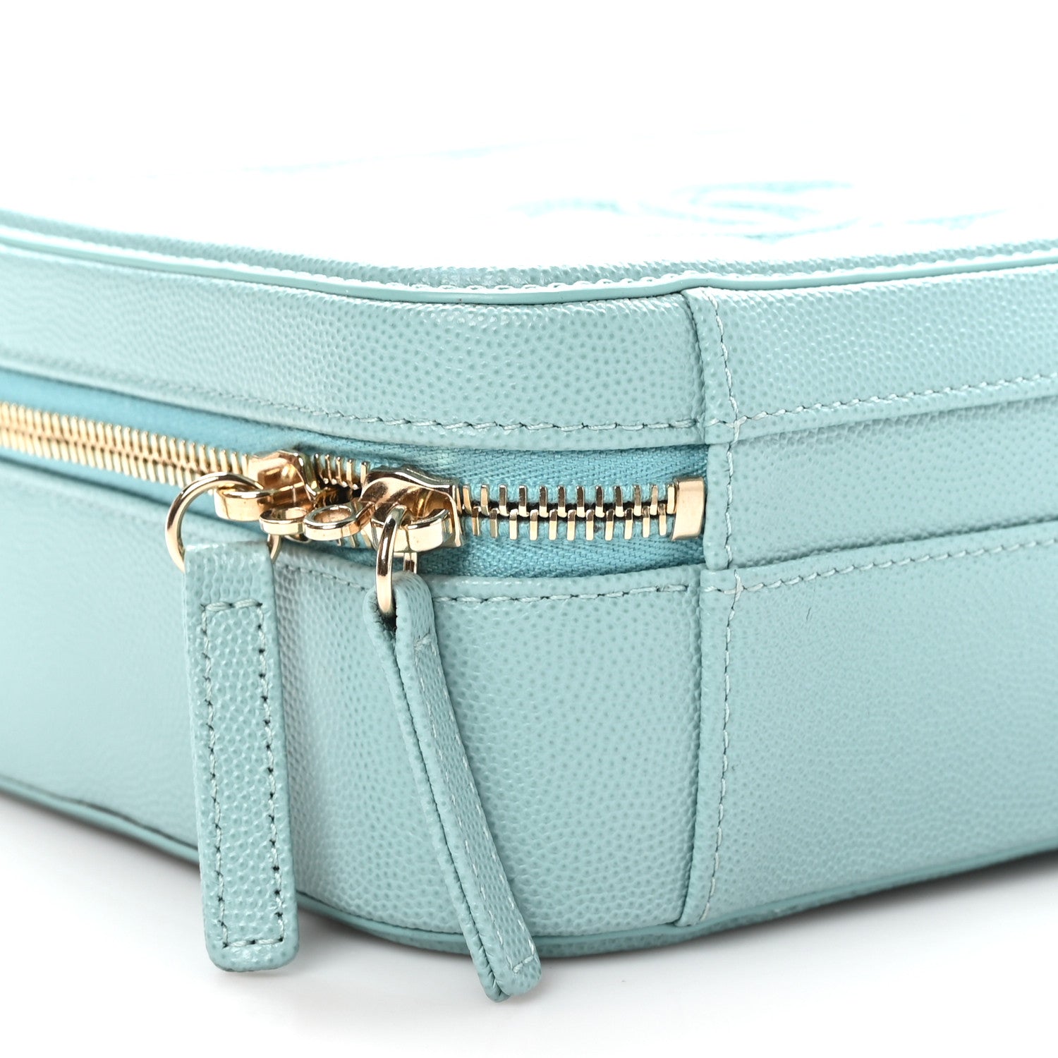 Chanel Caviar Quilted Medium CC Filigree Vanity Case Light Blue 9 of 11