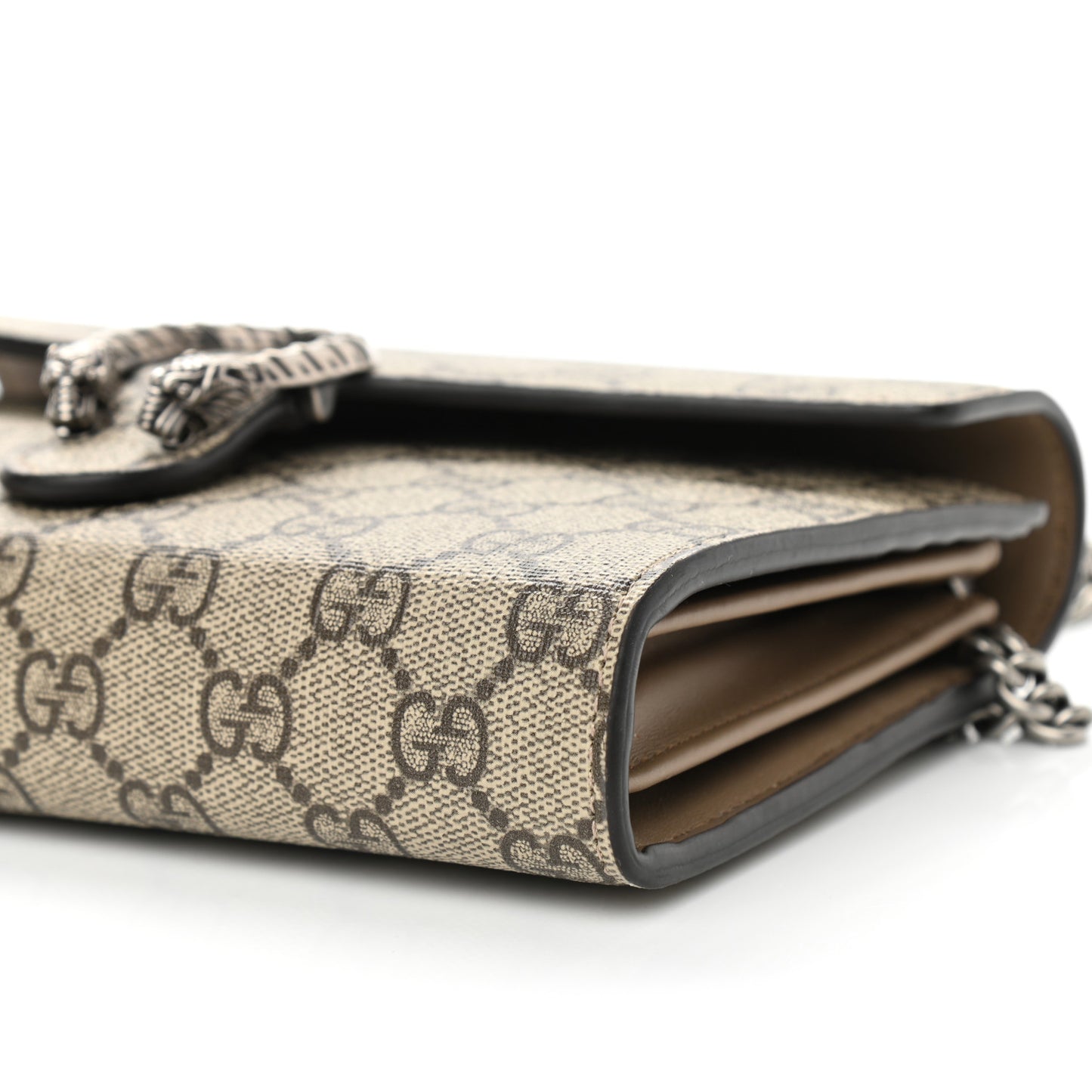 GG Supreme Monogram Mini Dionysus Chain Wallet Beige Black