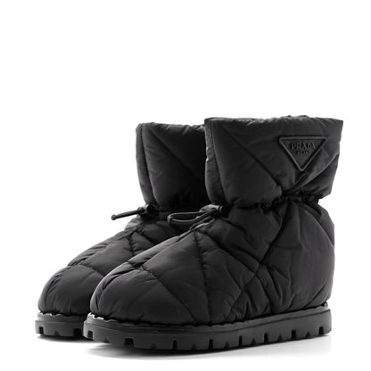 Prada Re-Nylon Piuma Triangle Logo Padded Drawcord 20mm Snow Boots 35 Black 3 of 8