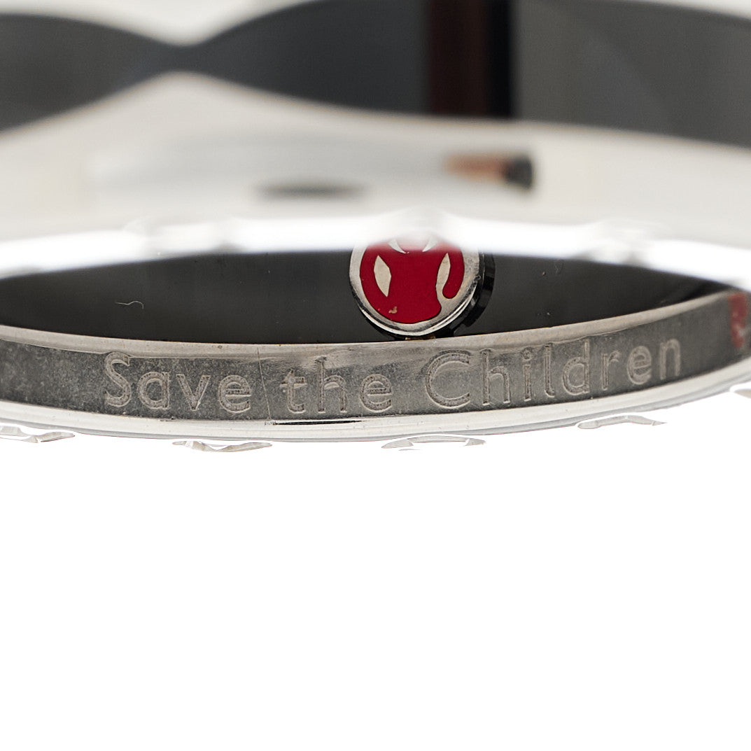 Bulgari Sterling Silver Ceramic Save The Children One-Band Ring 58 8.25 6 of 7