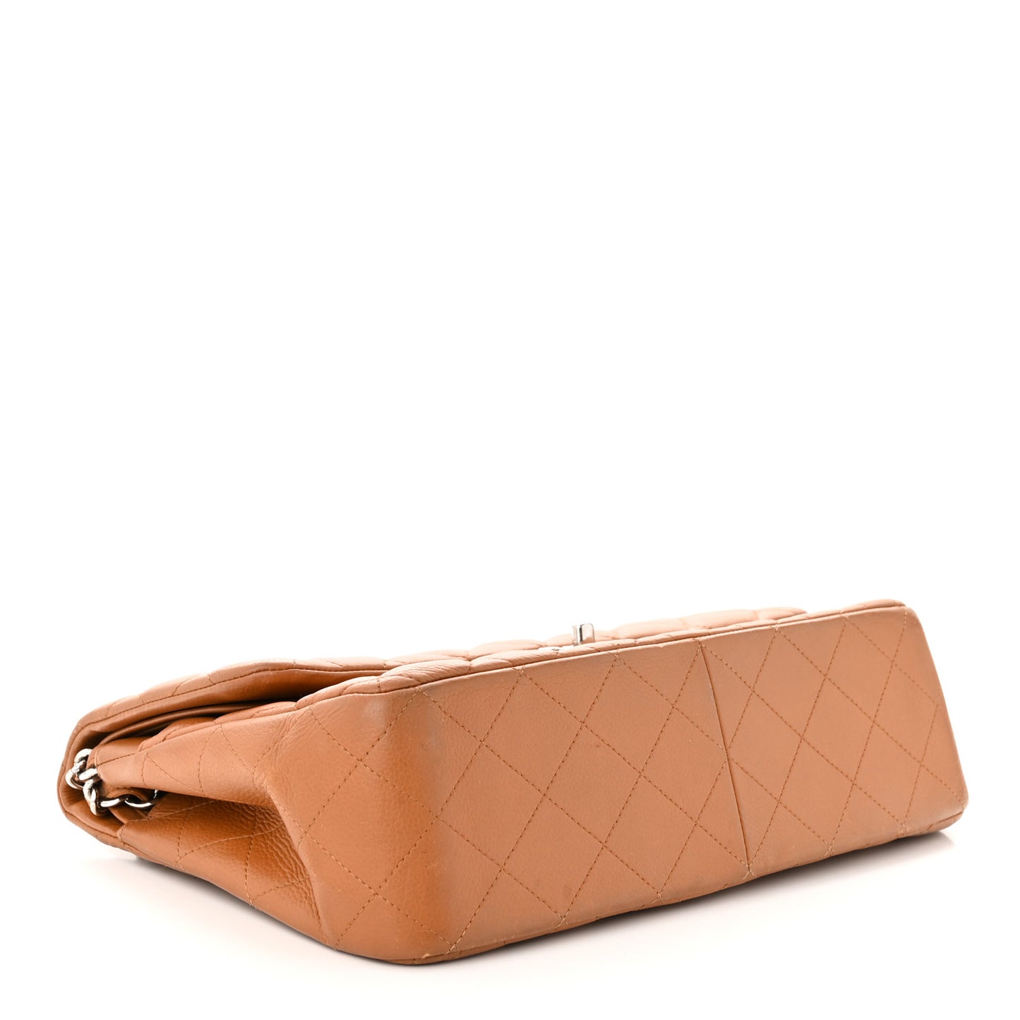 Caviar Quilted Jumbo Double Flap Light Brown