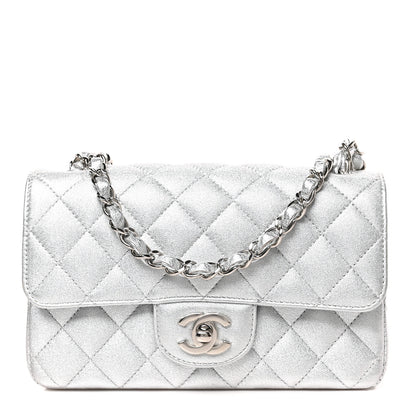 Chanel Metallic Lambskin Quilted Mini Rectangular Flap Silver 1 of 9