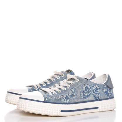 Valentino Garavani Denim Butterfly Embroidered Sneakers 41 Light Denim 3 of 17