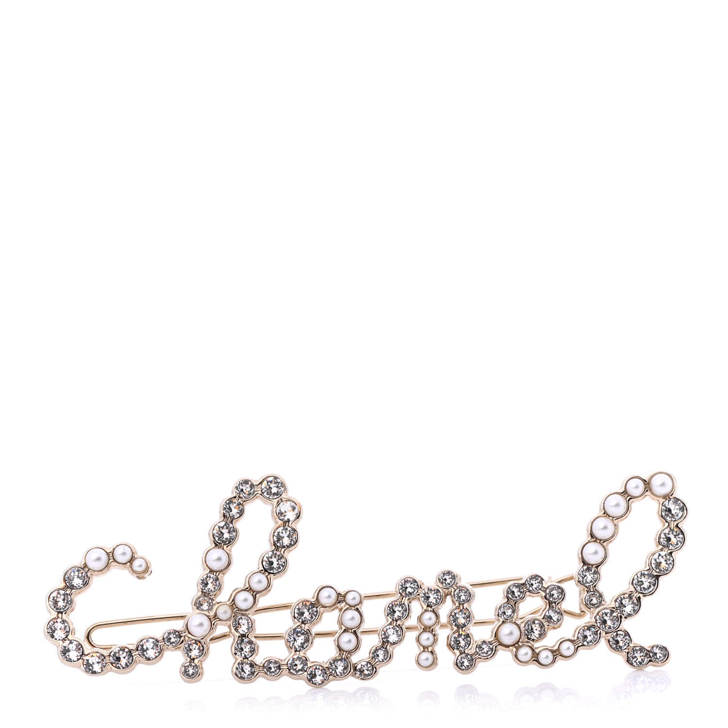 Chanel Metal Glass Swirling Pearls Hair Clip Gold 1 of 4