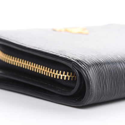 Prada Vitello Move Metal Compact Wallet Black 7 of 9
