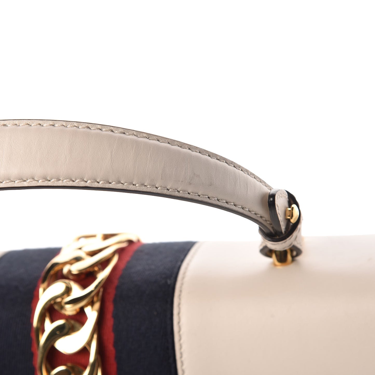 Calfskin Web Medium Sylvie Top Handle Bag White