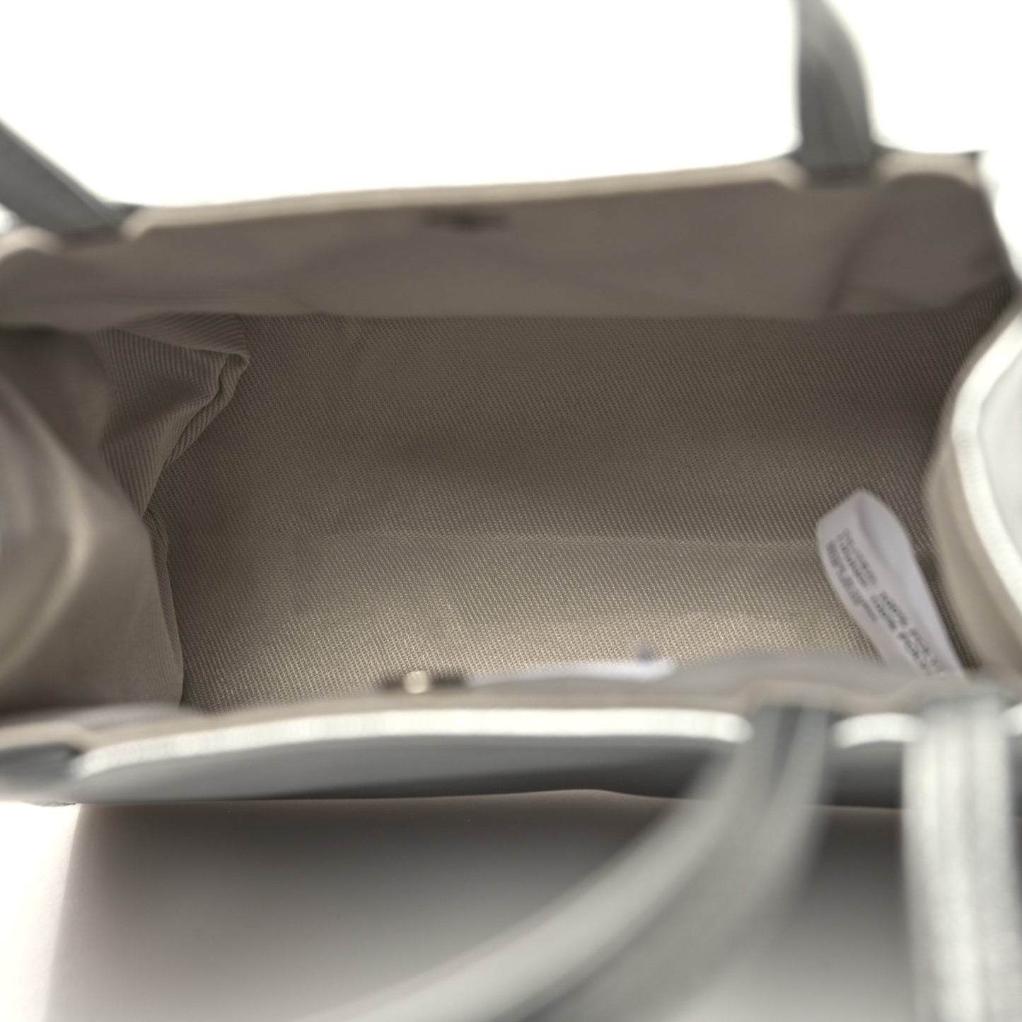 Metallic Vegan Leather Small Shopping Bag Silver