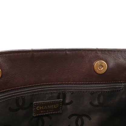 Chanel Calfskin Stitched Chocolate Bar Shopping Tote Dark Brown 12 of 19