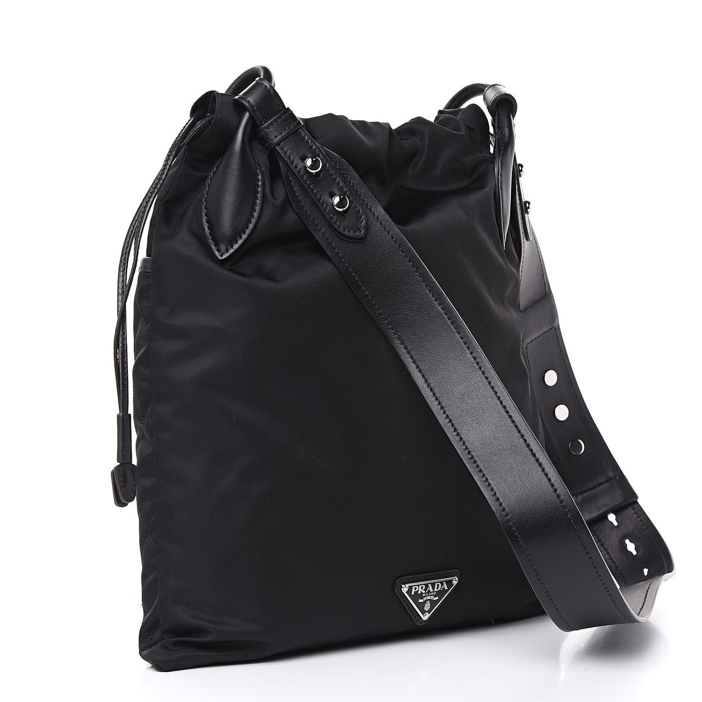 Tessuto Nylon Ricamo Small Drawstring Bag Black