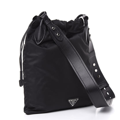 Prada Tessuto Nylon Ricamo Small Drawstring Bag Black 3 of 8