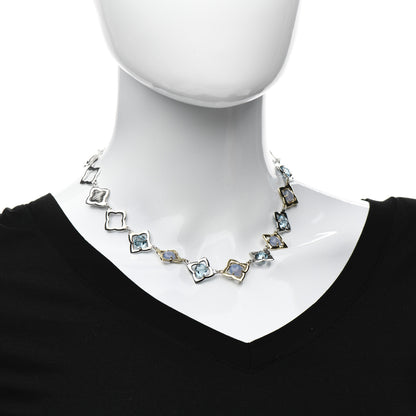 David Yurman Sterling Silver 18K Yellow Gold Chalcedony Blue Topaz Quatrefoil Necklace 2 of 4
