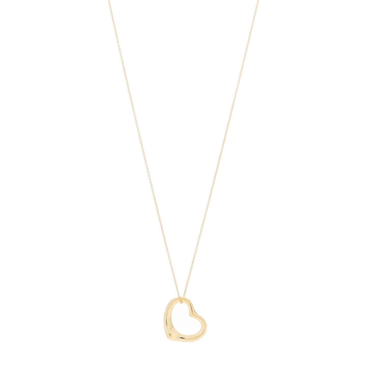18K Yellow Gold 22mm Elsa Peretti Open Heart Pendant Necklace