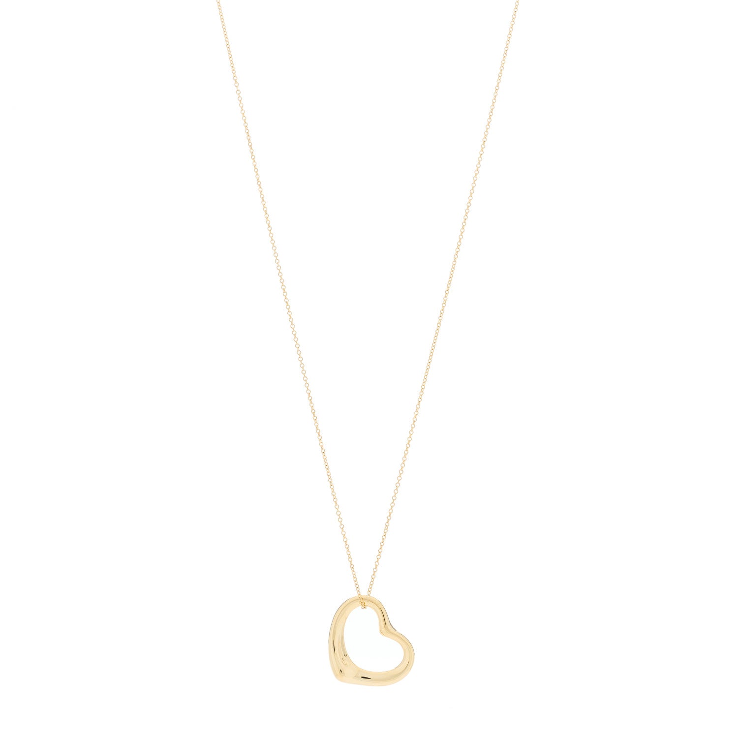 Tiffany 18K Yellow Gold 22mm Elsa Peretti Open Heart Pendant Necklace 1 of 4