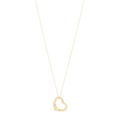 Tiffany 18K Yellow Gold 22mm Elsa Peretti Open Heart Pendant Necklace 1 of 4
