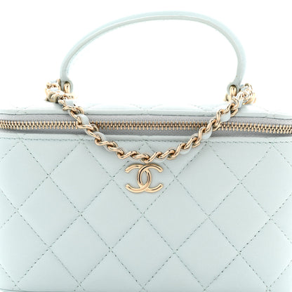 Chanel Lambskin Quilted Small Top Handle Vanity Case With Chain Light Blue 8 of 10