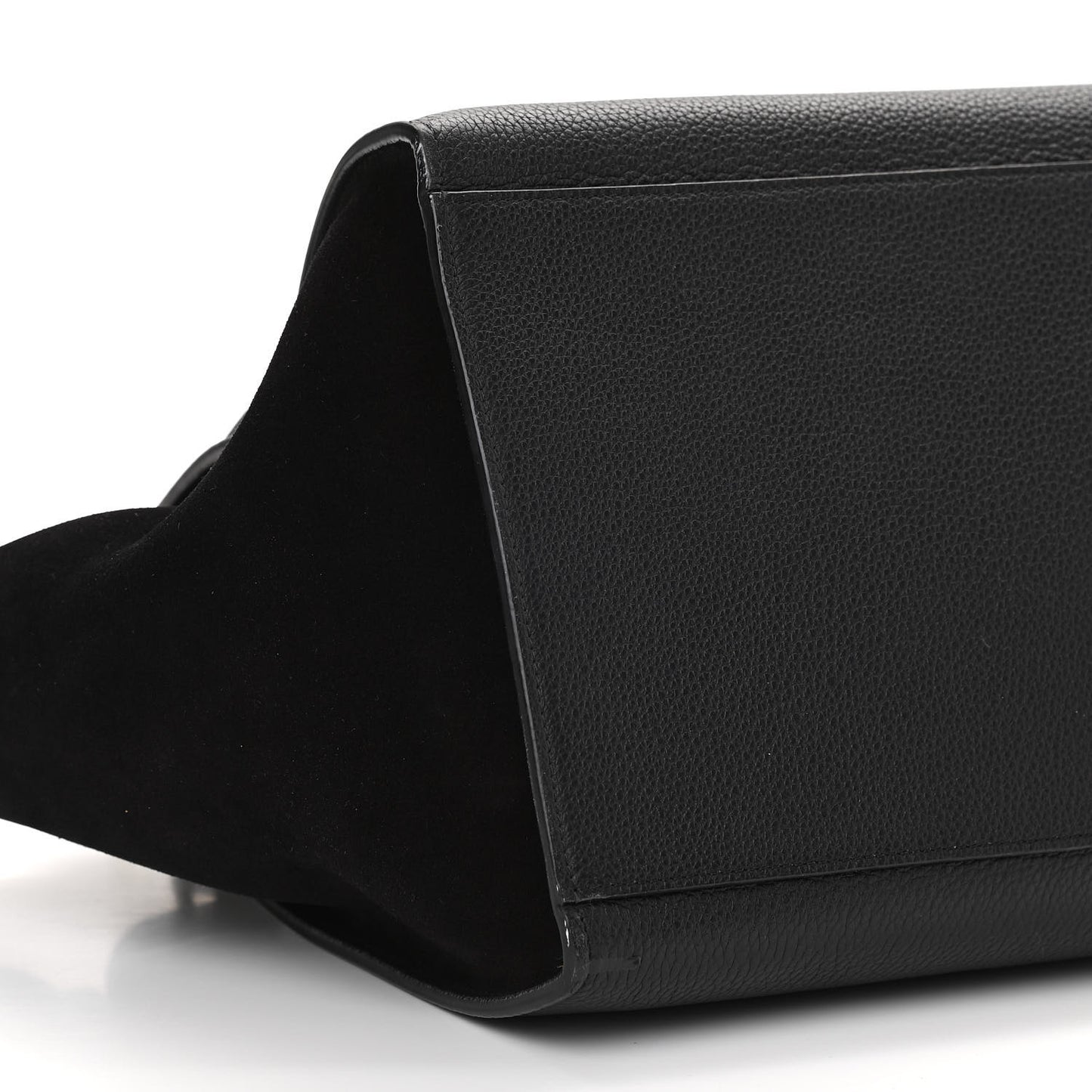Drummed Calfskin Suede Small Trapeze Black