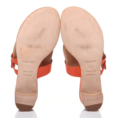 Hermes Calfskin Canvas Buckle Sandals 36.5 5 of 12