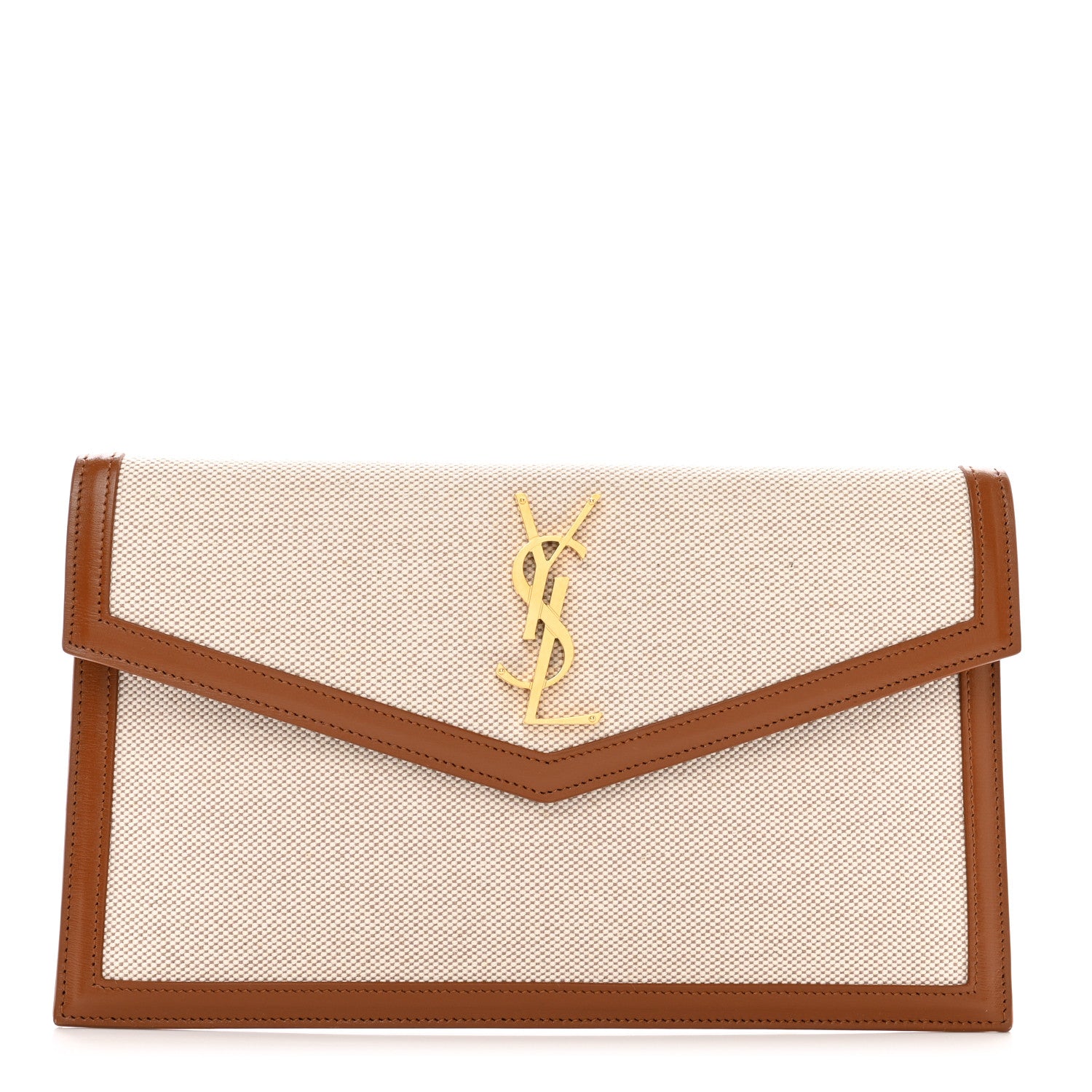Saint Laurent Canvas Uptown Pouch Natural Beige Brick 1 of 6