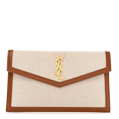 Saint Laurent Canvas Uptown Pouch Natural Beige Brick 1 of 6