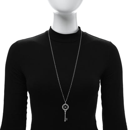 Tiffany Sterling Silver Diamond Blossom Key Pendant Oval Link Chain Necklace 30" 2 of 5