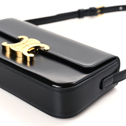 Celine Shiny Calfskin Triomphe Shoulder Bag Black 9 of 9