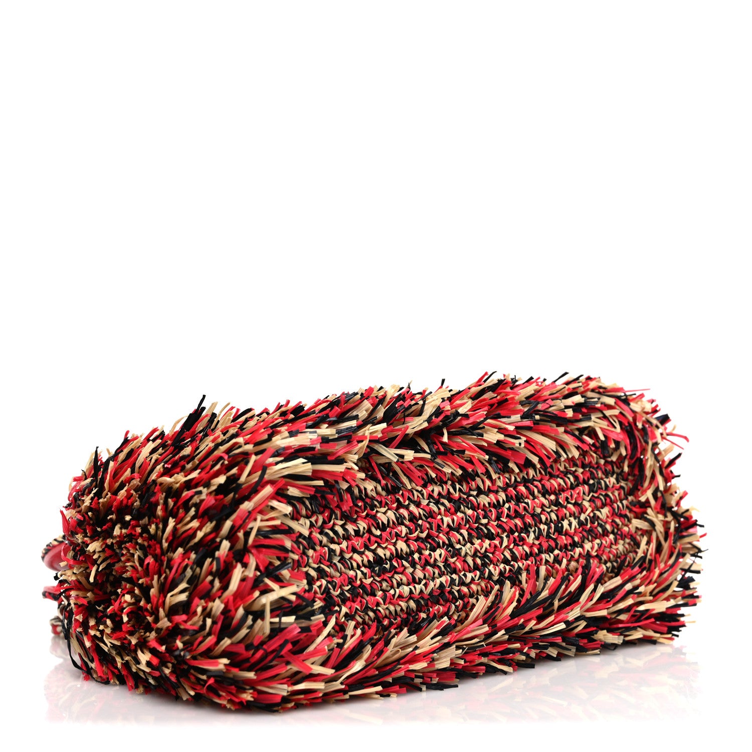 Chanel Raffia Fringe Nano Kelly Shopper Red Beige Black 4 of 10