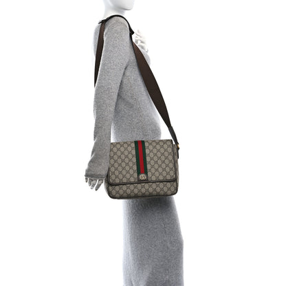 Gucci Tender GG Supreme Monogram Textured Dollar Calfskin Medium Ophidia Messenger Bag Beige Ebony New Acero 2 of 11