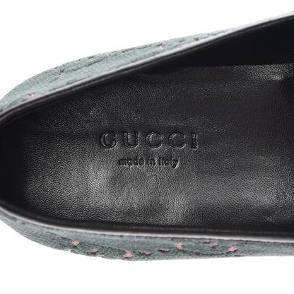 Gucci Velvet Malaga Kid GG Monogram Horsebit Womens Jordaan Loafers 36.5 Avio Dusty Pink Black 7 of 8