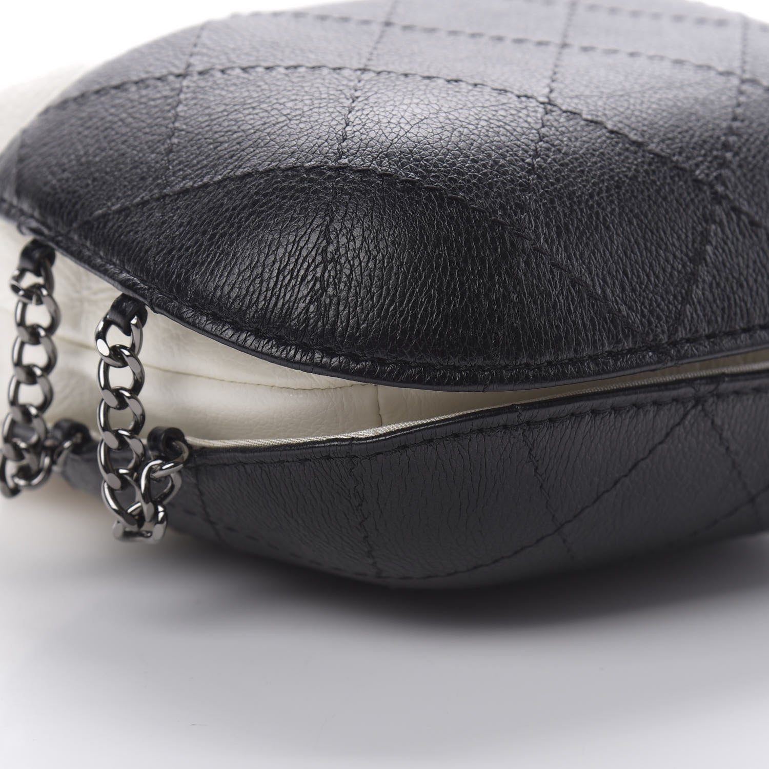 Chanel Aged Calfskin Quilted Small Gabrielle Bucket White Black 9 of 16