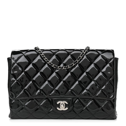Chanel Patent Quilted Clutch with Chain Flap Black 1 of 11