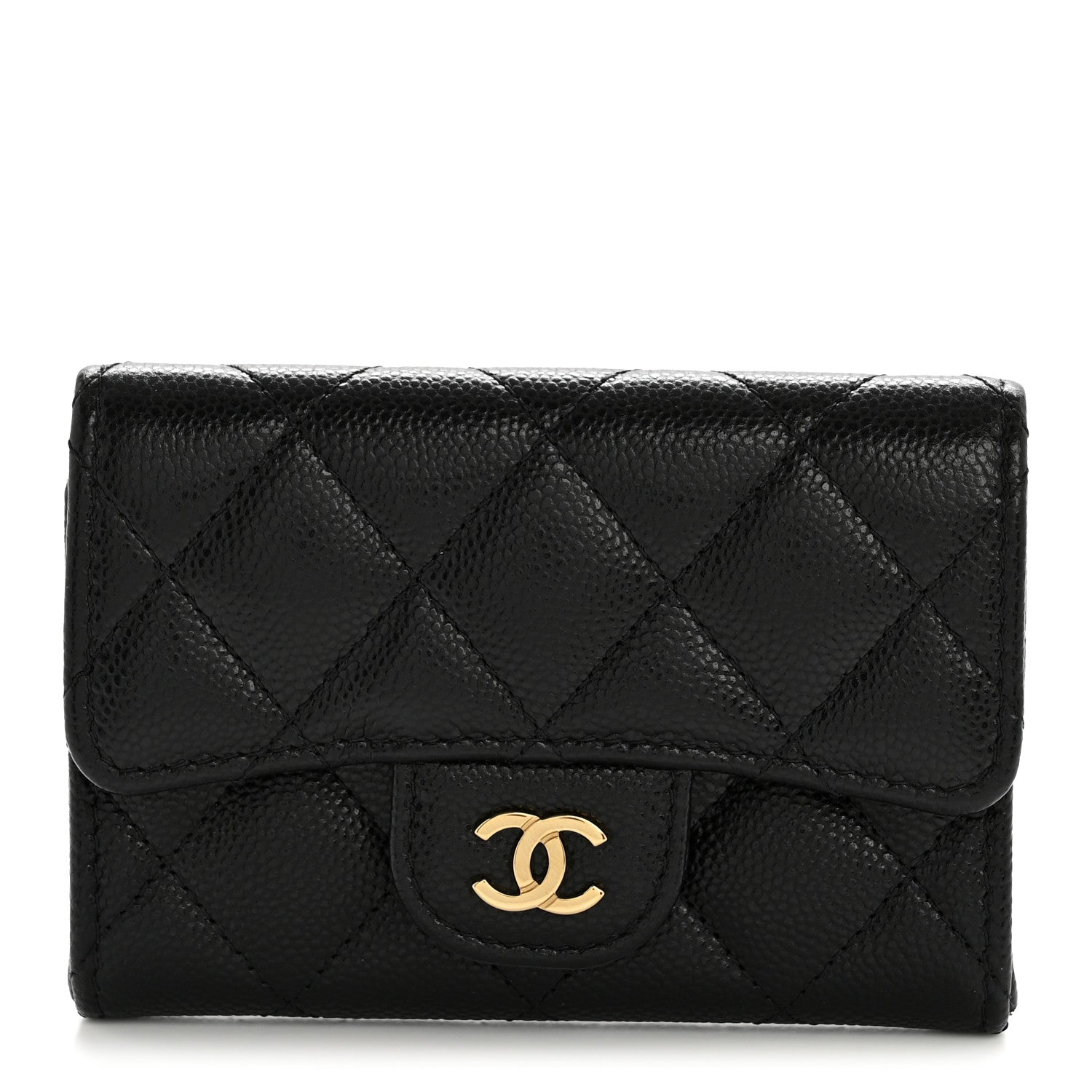 Chanel Caviar Quilted Flap Card Holder Wallet Black 1 of 9