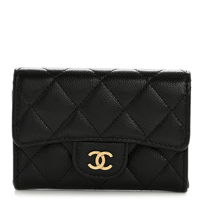 Chanel Caviar Quilted Flap Card Holder Wallet Black 1 of 9