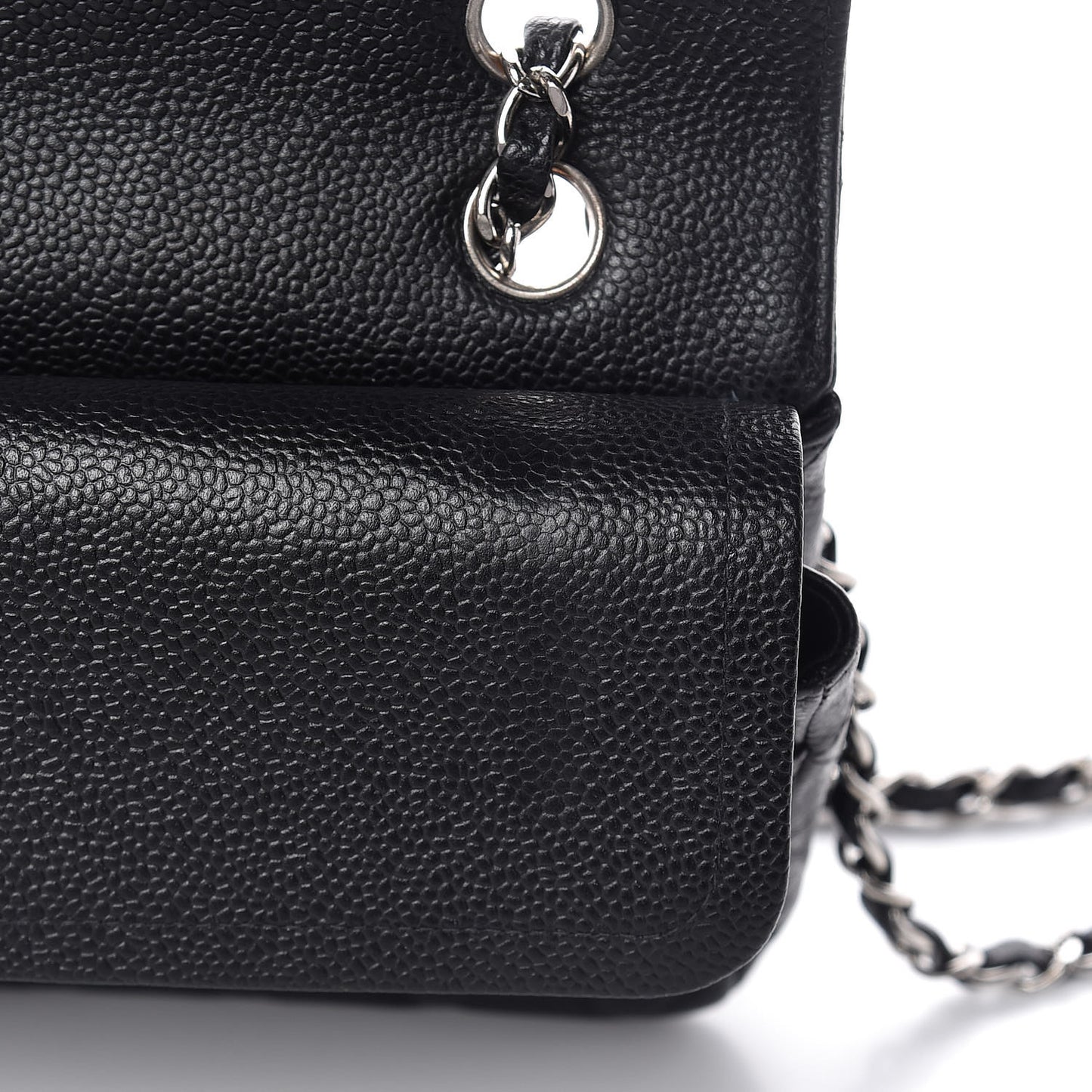 Caviar Quilted Medium Double Flap Black