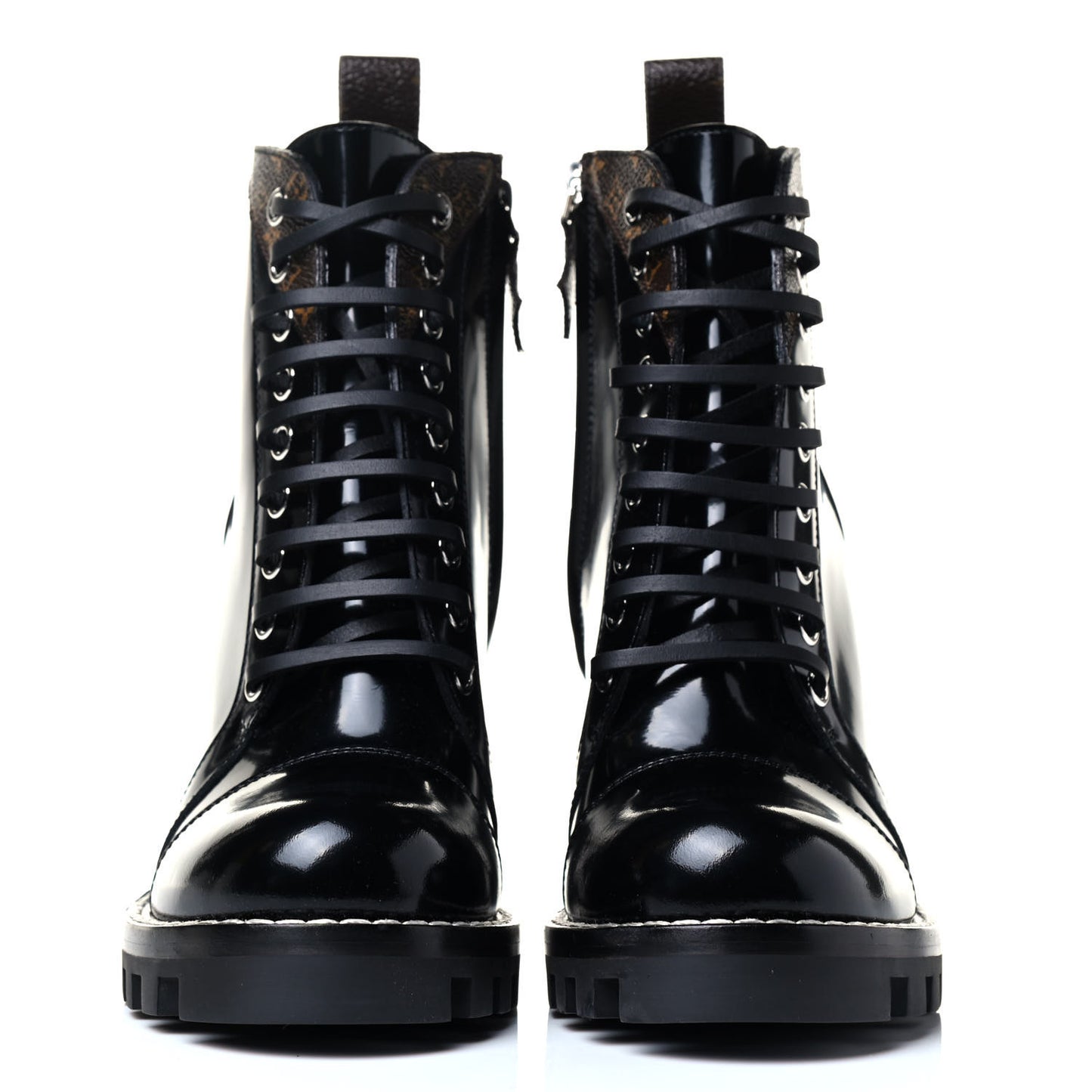 Patent Calfskin Monogram Star Trail Ankle Boots 36 Black