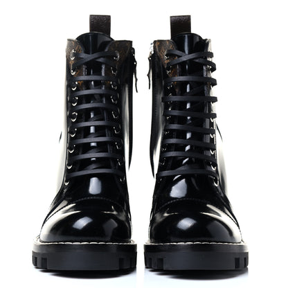 Louis Vuitton Patent Calfskin Monogram Star Trail Ankle Boots 36 Black 2 of 5
