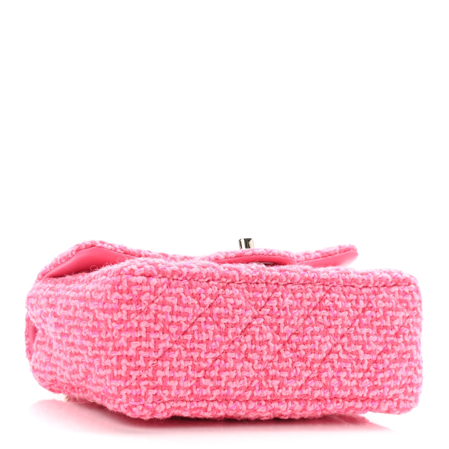 Wool Tweed Quilted Mini Rectangular Flap Dark Pink Fuchsia
