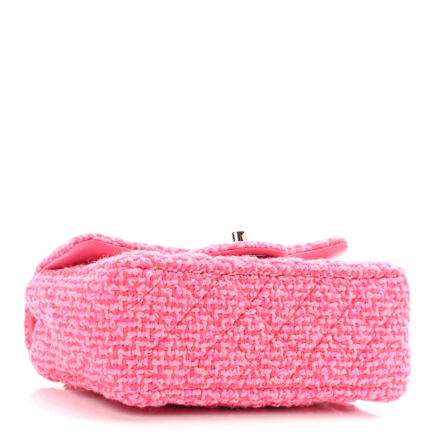 Chanel Wool Tweed Quilted Mini Rectangular Flap Dark Pink Fuchsia 4 of 11