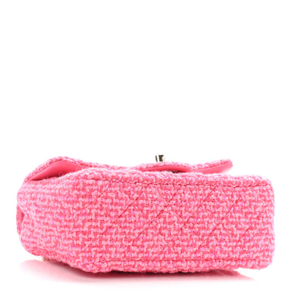 Chanel Wool Tweed Quilted Mini Rectangular Flap Dark Pink Fuchsia 4 of 11
